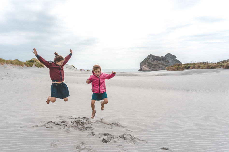 Wharariki Beach Kids Fun New Zealand