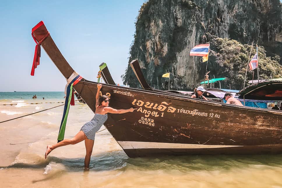 Railay Beach Long Tail Boat Krabi Thailand