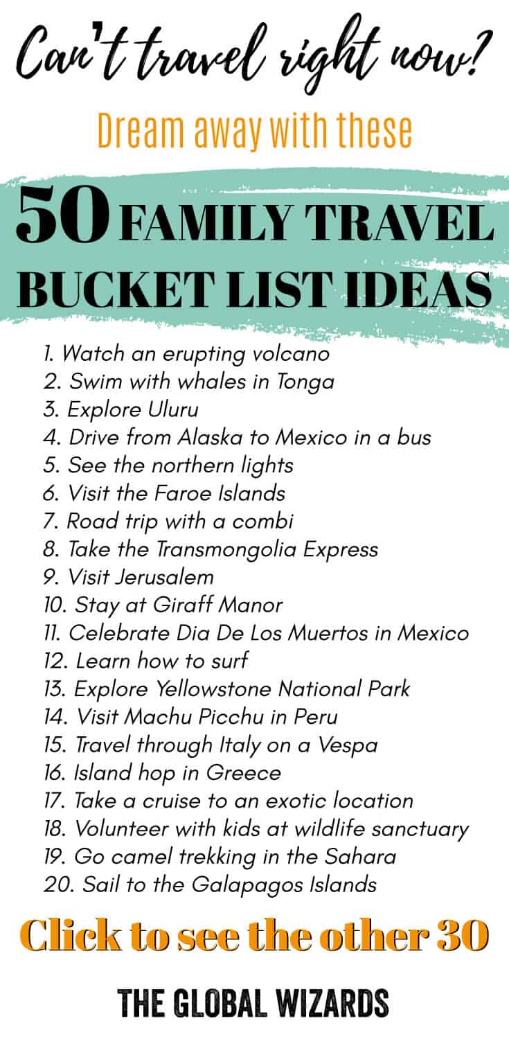bucket list travel for families