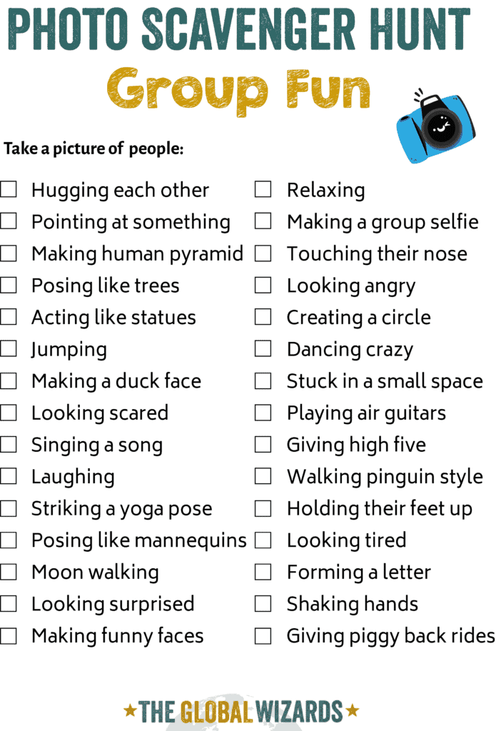 Group fun photo scavenger hunt ideas for kids