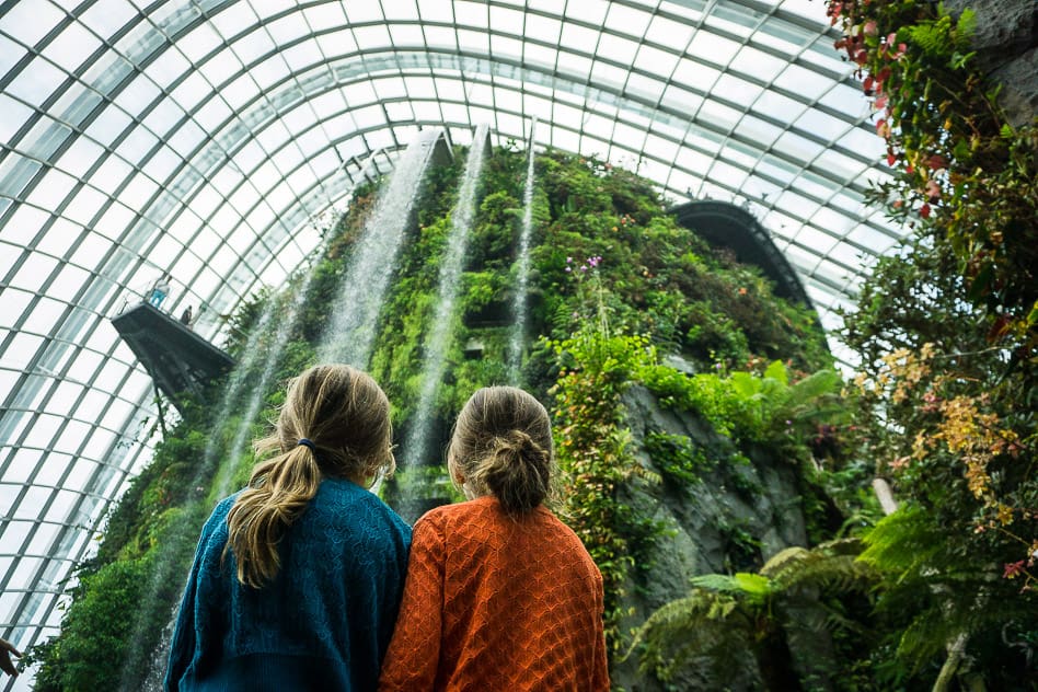 Cloud Forest waterfall Gardens By The Bay Singapore