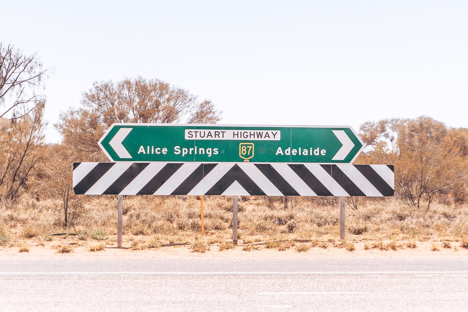 Stuart Highway Road Sign Outback Australia