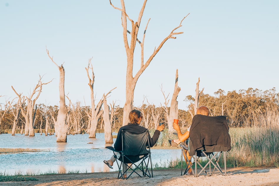 Sunset Camping Murray River Wine Relax