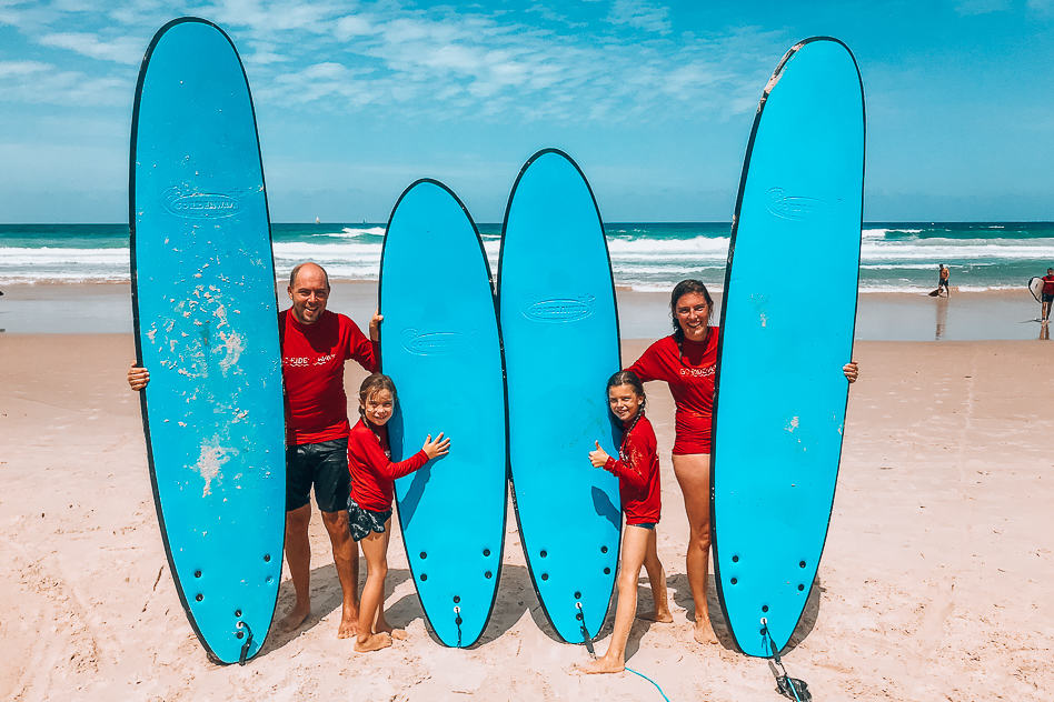 Bucket list experience family surfing lesson at Surfers Paradise Gold Coast Australia