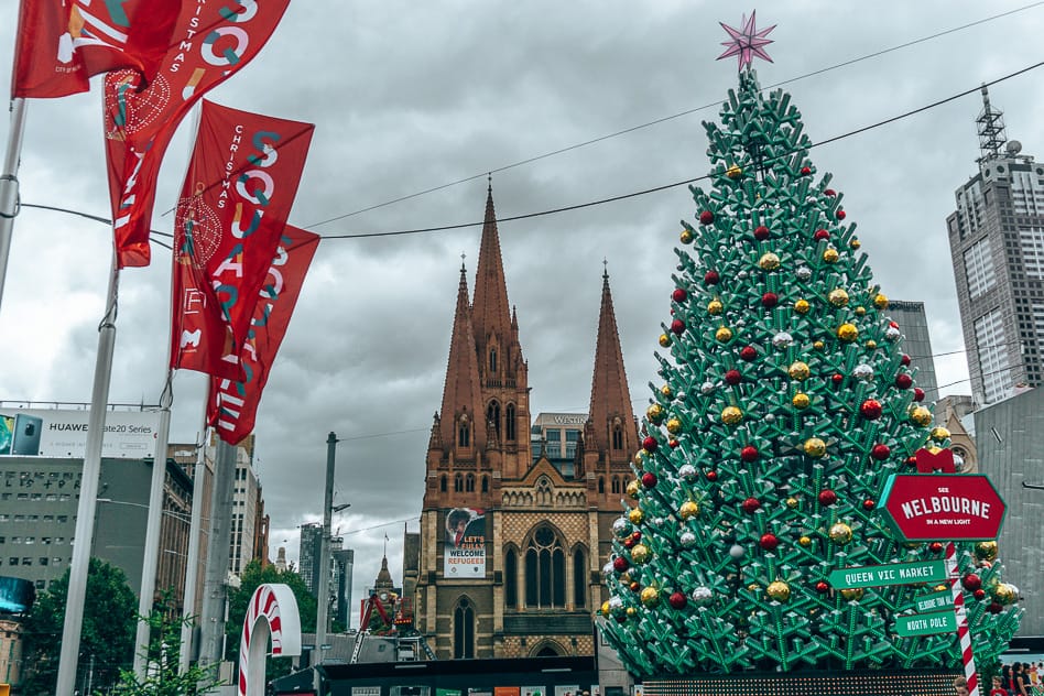 Melbourne City Square St Pauls Cathedral Christmas