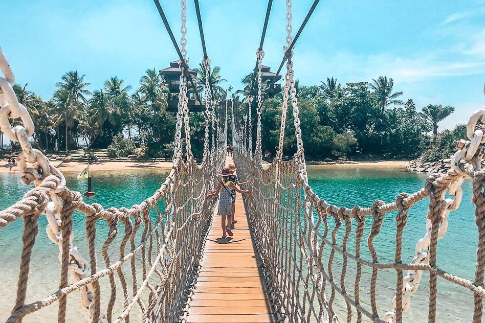 Sentosa bridge Siloso beach Southern Point Mainland Asia