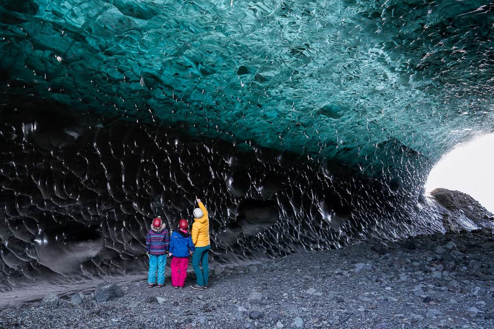 Ice cave in April in Iceland