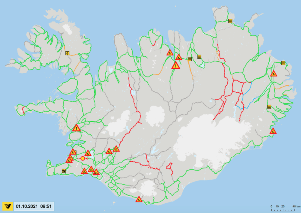 Winter road conditions in Iceland