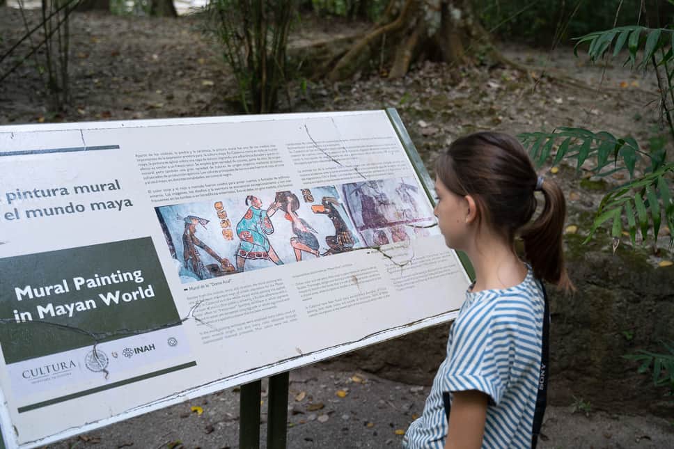 Lezen over de Maya cultuur in Calakmul.