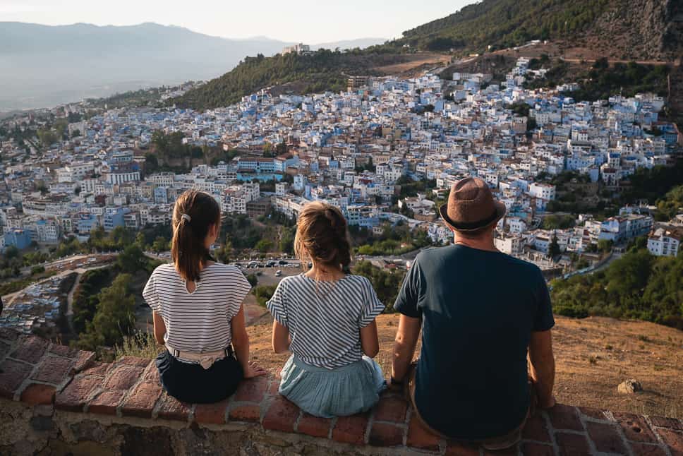 Spaanse Moskee View Zonsondergang Chefchaouen