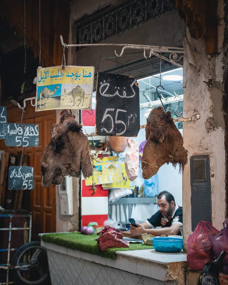 Souks Medina Fez Marokko Dromedarisslager