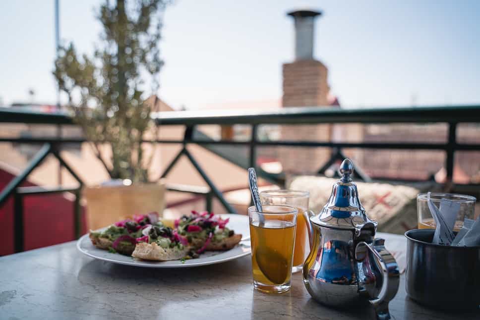 Marrakech Restaurant Dakterras Thee Marokko