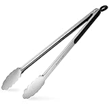 Grill Tongs, 17 Inch Extra Long BBQ Tongs, Premium Stainless Steel Metal Tongs for Cooking, Grilling, Barbecue/BBQ, Buffet (17", 1PC)