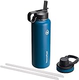 ThermoFlask 40 Oz Double Wall Vacuum Insulated Stainless Steel Water Bottle with Two Lids, Cobalt