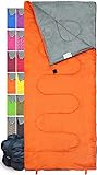 Lightweight Orange Sleeping Bag by RevalCamp. Indoor & Outdoor use. Great for Kids, Youth & Adults. Ultralight and Compact Bags are Perfect for Hiking, Backpacking, Camping & Travel.