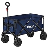 Portal Collapsible Folding Utility Wagon, Foldable Wagon Carts Heavy Duty, Large Capacity Beach Wagon with All Terrain Wheels, Outdoor Portable Wagon for Camping, Garden, Shopping, Groceries, Blue