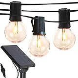 Brightech Ambience Pro Solar Powered LED Outdoor String Lights - 27 Ft Commercial Waterproof Patio Lights with Edison Bulbs - Durable String Lights for Outside, Backyard, Porch - 1W, Soft White