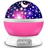 MOKOQI Star Projector, Night Light Lamp Fun Gifts for 1-4-6-14 Year Old Girls and Boys Rotating Star Sky Moon Light Projector for Kids Bedroom Decor -Pink
