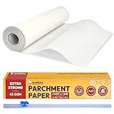 Katbite Parchment Paper Roll for Baking, 15 in x 210 ft 260 Sq.Ft, Heavy Duty Baking Paper with Slide Cutter, Easy to Cut & Non-stick Cooking Paper for Bread, Cookies, Air Fryer, Steaming, Grilling