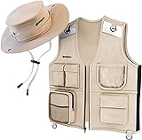 Kids Explorer Vest and Hat Costume - Backyard Safari Cargo Vest Kids Outdoor Activity - Gifts for young kids, boys and girls ages 3-6