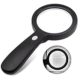 Magnifying Glass with Light, 10X Handheld Large Magnifying Glass 12 LED Illuminated Lighted Magnifier for Macular Degeneration, Seniors Reading, Soldering, Inspection, Coins, Exploring