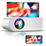 YABER V2 WiFi Mini Projector 7000L [Projector Screen Included] Full HD 1080P and 300" Supported, Portable Wireless Mirroring Projector for iOS/Android/TV Stick/PS4/PC Home & Outdoor (White)