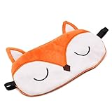 Shinywear Cute Rabbit Sleeping Eye Mask Plush Blindfold Travel Sleep Masks Super Soft Funny Eye Cover for Kids Girls and Adult (Orange Fox)