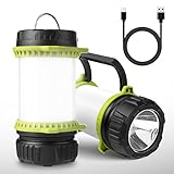 Lighting Ever LED Camping Lantern Rechargeable, Flashlight with 500LM, 5 Light Modes, 2600mAh Power Bank, IPX4 Waterproof, for Hurricane Emergency, Outdoor, Hiking and Home, USB Cable Included