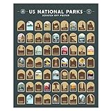 Enno Vatti US National Parks Scratch Off Poster - Map of 63 National Parks of the United States - Travel Bucket List - Gift for Travelers - Road Trip Adventure Checklist - Pop Chart - 16" x 20"