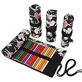 Funny live 24/36/48/72 Slots Colored Pencil Wrap Roll up Pen Holder Case Drawing Coloring Pencil Roll Organizer Stationery Case for Student Artist Traveler (Ballet Girls, 72 Slots)