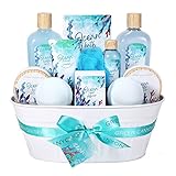Spa Gift Baskets for Women, Bath and Body Gift Set for Women, 12Pcs Ocean Spa Kit Includes Bubble Bath, Body Lotion, Birthday Beach Wedding Gifts for Her, Christmas Spa Basket Bath Set