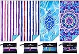 Qinqinamu Microfiber Towel - Sand Free Absorbent Quick Dry for Pool, Swim, Camping, Sports, Beach, Backpacking, Yoga, Gym, Travel Towels XL 71x32 with Bag - Soft, Compact, Lightweight, Thin 4 Pack