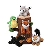 Plush Treehouse with Animals - Five (5) Stuffed Forest Animals