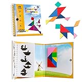 Coogam Travel Tangram Puzzle - Magnetic Pattern Block Book Road Trip Game Jigsaw Shapes Dissection STEM Games with Solution for Kid Adult Challenge - IQ Educational Toy Gift Brain Teasers 360 Patterns