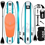 Roc Inflatable Stand Up Paddle Boards with Premium SUP Paddle Board Accessories, Wide Stable Design, Non-Slip Comfort Deck for Youth & Adults (Aqua, 10 FT)