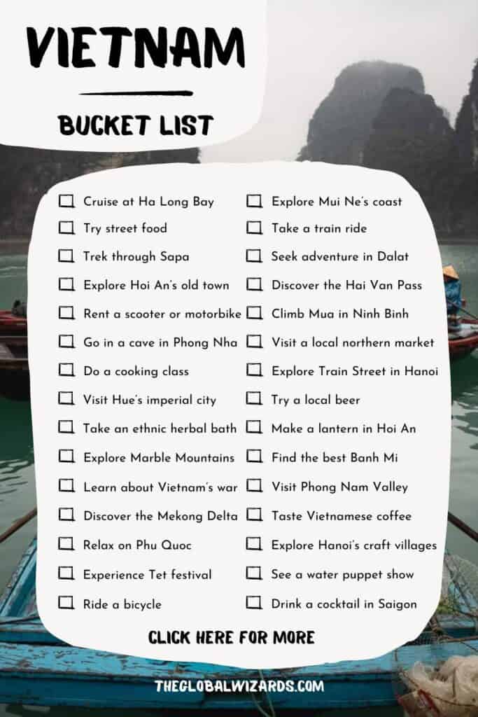 Pinterest Vietnam travel bucket list experiences
