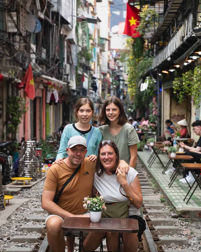 Family Train Street Hanoi Vietnam Bucket List