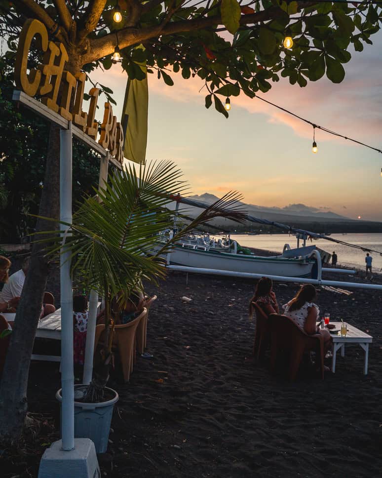 Amed zonsondergang strand Chill Bar