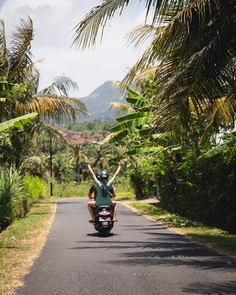 With the scooter in Bali Sidemen