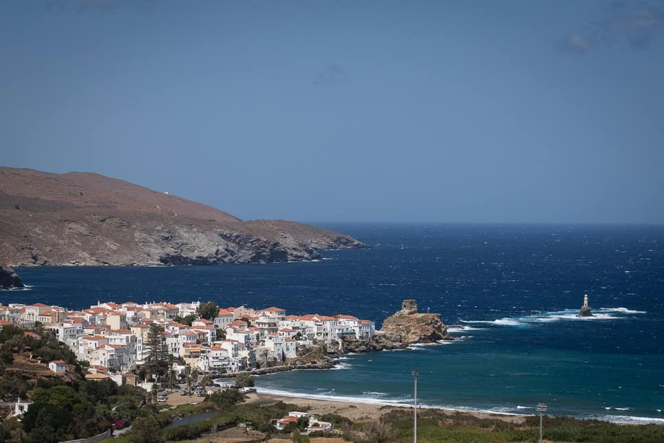 Uitzicht over Chora in Andros