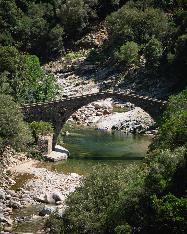Bridge near the mountain village of Ota in Corsica