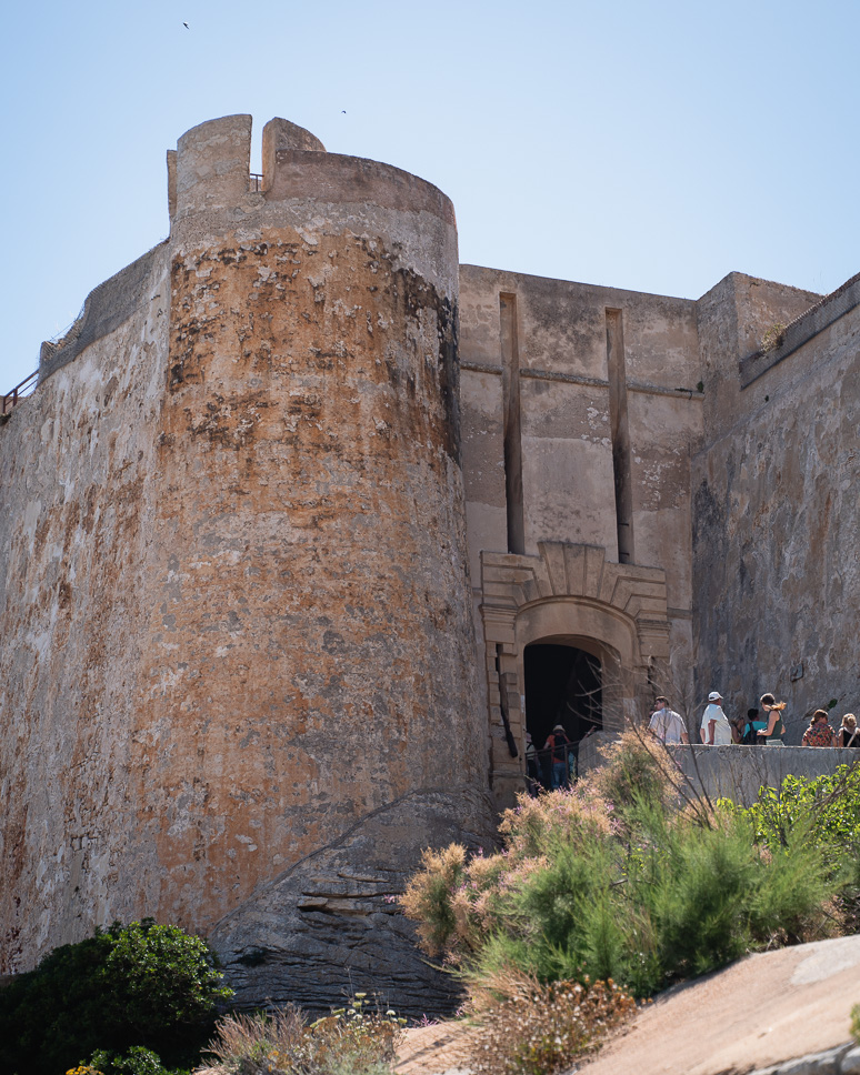 Entrance gate Porte de Gênes of the citadel in Bonifacio Corsica