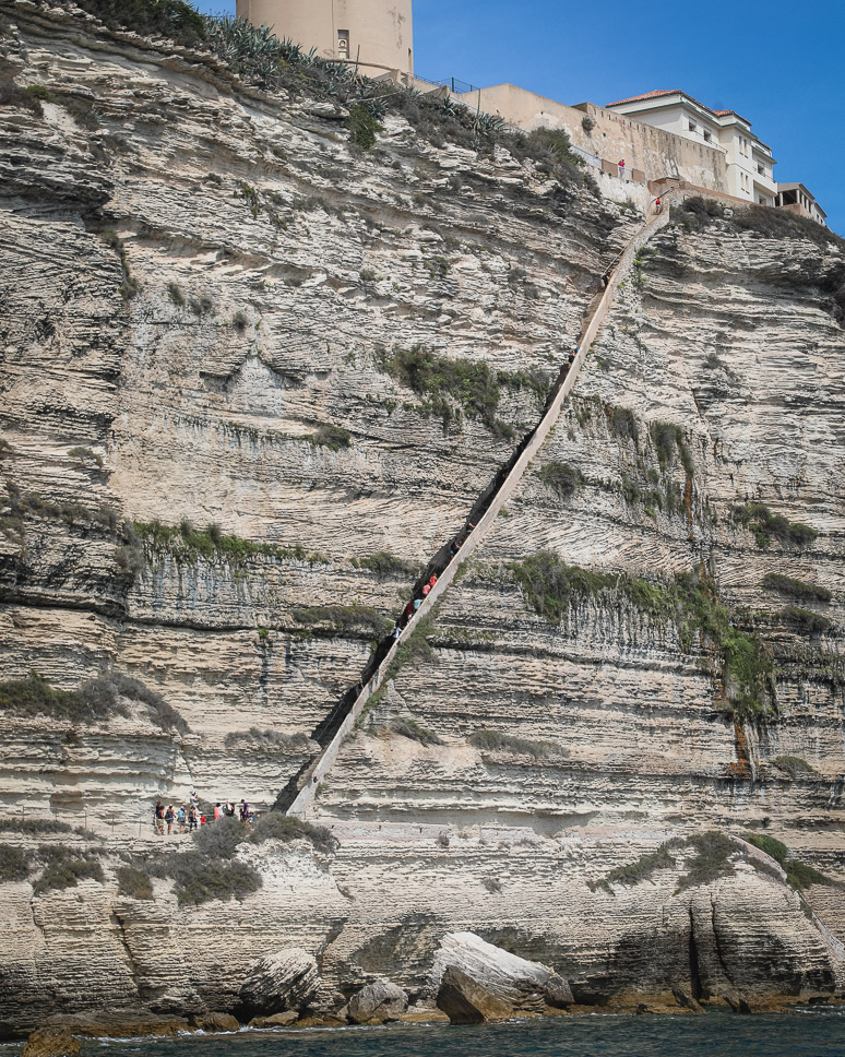 View of the King of Aragon's Staircase in Bonifacio, Corsica.